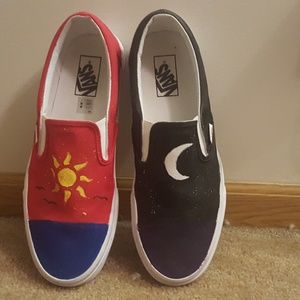 Custom Painted Day and Night Slip-on Vans